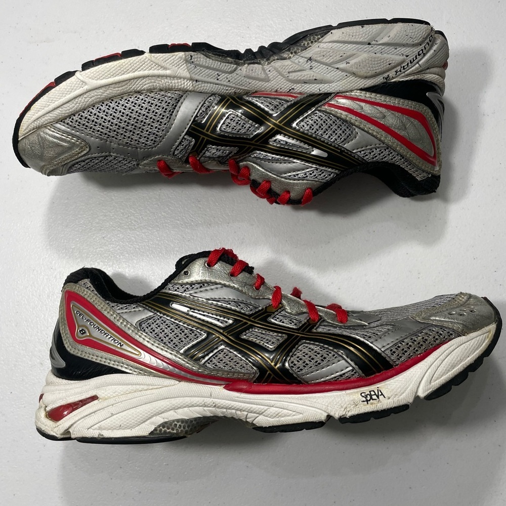 ASICS Men's Silver Athletic Shoes with Red Laces Size 10 SB-45 - Picture 7 of 9